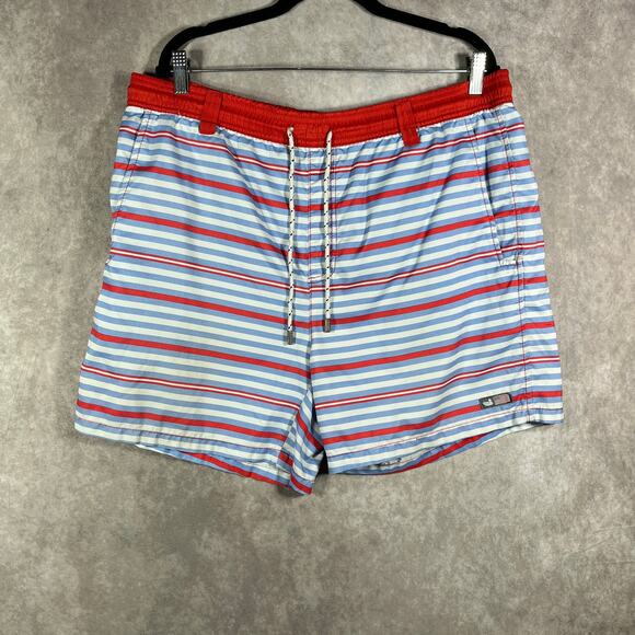 Southern Marsh Swim Shorts Trunks Mens Medium Blue Red Striped Drawstring - Picture 1 of 10